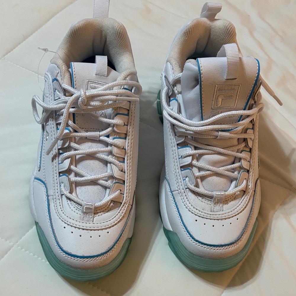 Fila White and Teal Sneakers